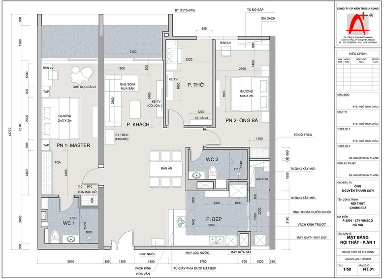 Thiết kế nội thất căn hộ chung cư Vimeco: mặt bằng